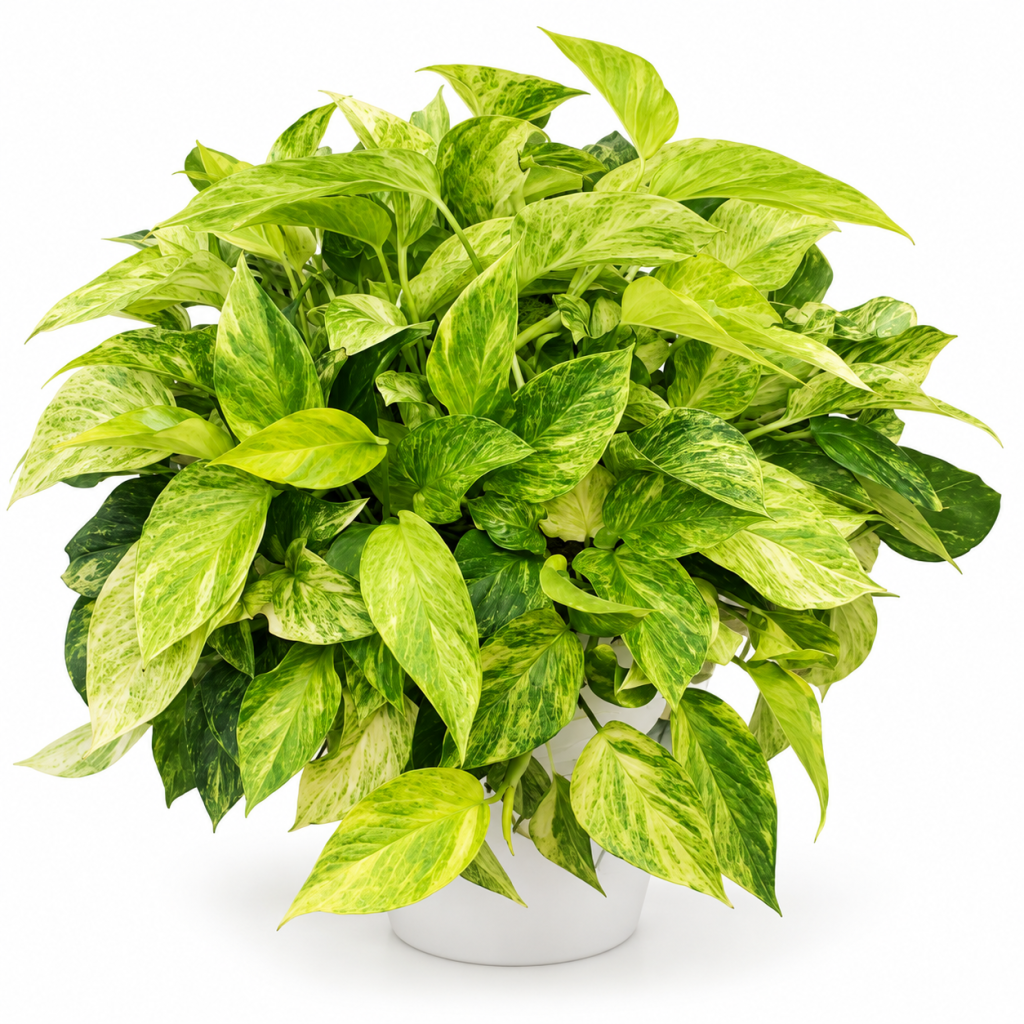 Scindapsus Neon Queen in White Pot